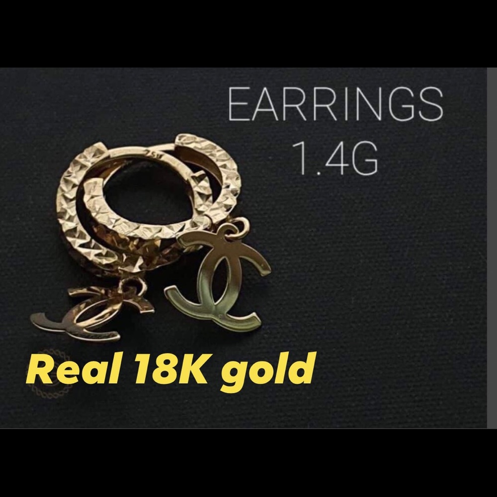 Real 18K gold Chanel Design Earrings